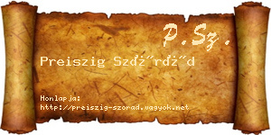 Preiszig Szórád névjegykártya